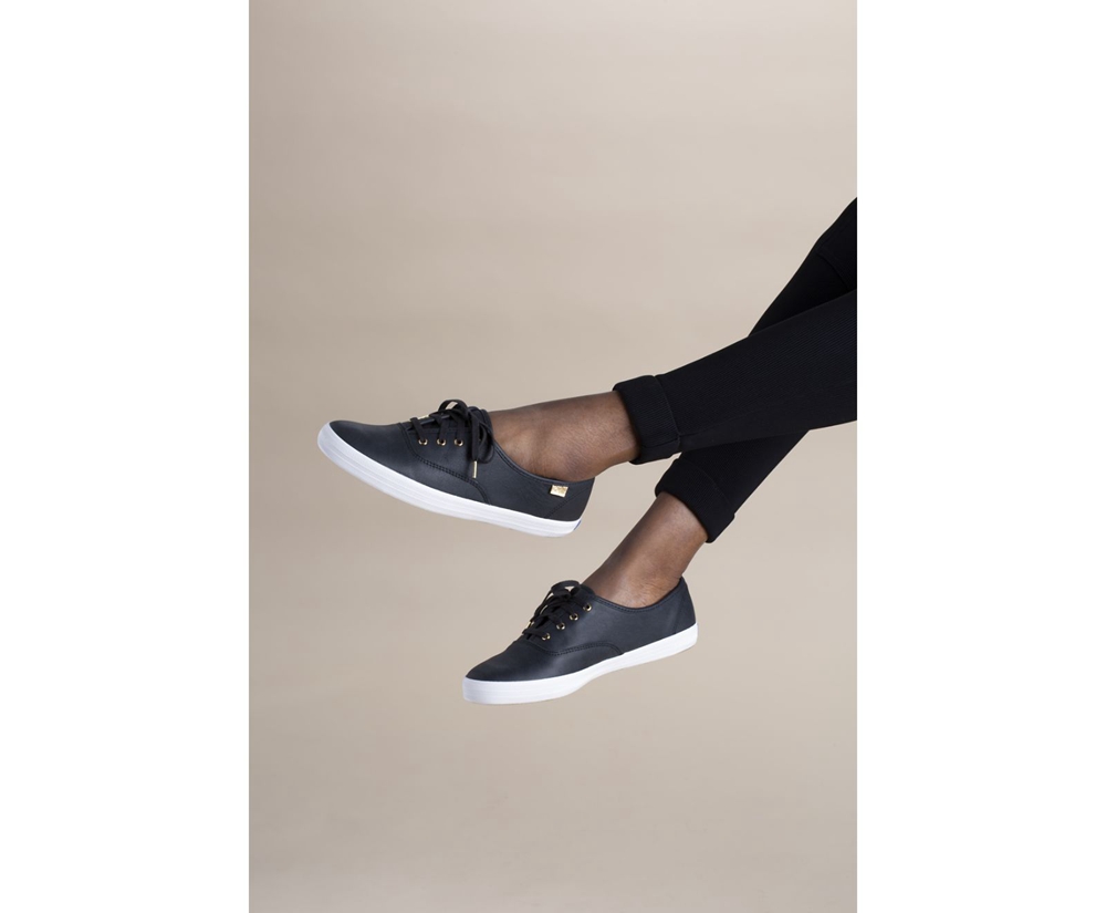 Tenis Keds Mujer Negros - Champion Luxe Cuero - 6281-NKFRY